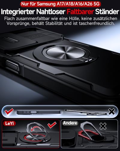 LeYi Hülle für Samsung Galaxy A18/A17/A16 5G mit 2X 9H Panzerglas Schwarz – Ansicht 3
