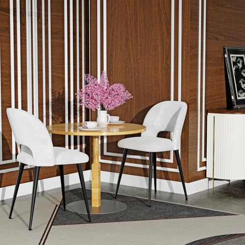 Chleby Juego De 2 Sillas De Comedor De Terciopelo Sillas De Cocina Con Respaldo Sillas Asiento Tapizado Sillas De Salón Patas De Metal Para Cocina Salón Restaurante Blanco Chleby Juego De 2 Sillas De Comedor De Terciopelo Sillas De Cocina Con Respaldo Sillas Asiento Tapizado Sillas De Salón Patas De Metal Para Cocina Salón Restaurante Blanco