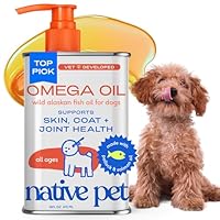 Native Pet Omega 3 Fish Oil for Dogs & Cats - Promotes Healthy Skin, Shiny Coat, & Strong Joints - Made with Wild Alaskan Salmon Oil for Dogs – Tasty, Fast-Absorbing Omega 3 6 9 Liquid Supplement-16oz