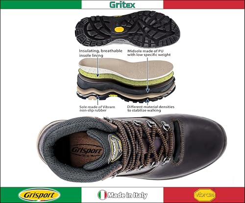 Foto von Grisport® Jagdstiefel Herren Stubai aus Rindsleder braun wasserabweisend & atmungsaktiv Berg- & Wanderschuh Trekkingschuh mit Vibram®-Sohle Trekkingstiefel mit Cordura®-Besätze