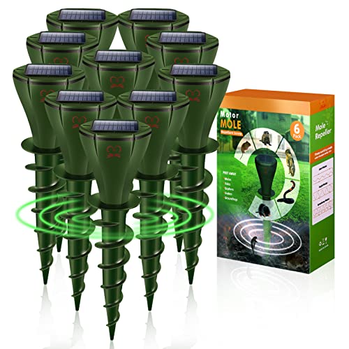 10Pk Mole Repellent Screw Solar Powered Outdoor Groundhog Deterrent Vibration Stakes Quiet Get Rid Of Snake For Yard Lawns - No Noise Poison Kill Traps (10)… #TOP3