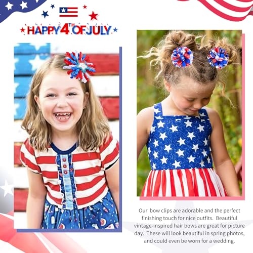 Pinzas para cabello con moño bandera americana miniatura 4