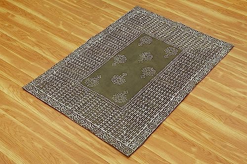 Tapis indien antidérapant et lavable en coton géométrique - 5