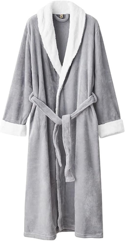 KITCISSL Christmas Pajamas Autumn/Winter Warm Bathrobe for Women and Men, Women's Sleepwear Nightgown(Light Gray,Women M)