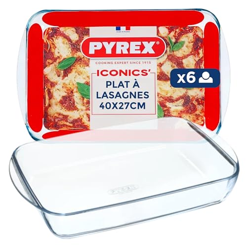 Pyrex - Plat à four 3,7L - Plat Four Rectangulaire en Verre Borosilicate Résistant aux Rayures - Profondeur Adaptée pour Recettes Généreuses - Spécial...
