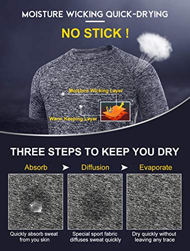 Xelky 4-5 Pack Men's Dry Fit T Shirt Moisture Wicking Athletic Tees Exercise Fitness Activewear Short Sleeves Gym Workout Tops Black/Darkgray/Lightgray/Winered/Navy Xl #TOP4