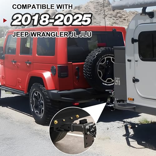 Tow Trailer Hitch Receiver Kit 2 Inch Rear Bumper, Max Towing Capacity 3500 lbs, Compatible with 2018-2025 Jeep Wrangler JL JLU 4 Door and 2 Door Unlimited – Excludes JK Models