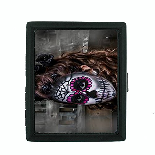 Amazon.com: Sugar Skull D5 Small Black Metal Cigarette Case Day of The Dead  Dia De Los Muertos Mexican Folk Art : Clothing, Shoes & Jewelry