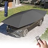 NzEupno Multifunktionaler Auto-Sonnenschirm, Automatische Autozeltabdeckung, Mobiler Faltcarport Mit Fernbedienung, Autodachmarkise FüR Die Meisten Fahrzeuge Black-4.6m