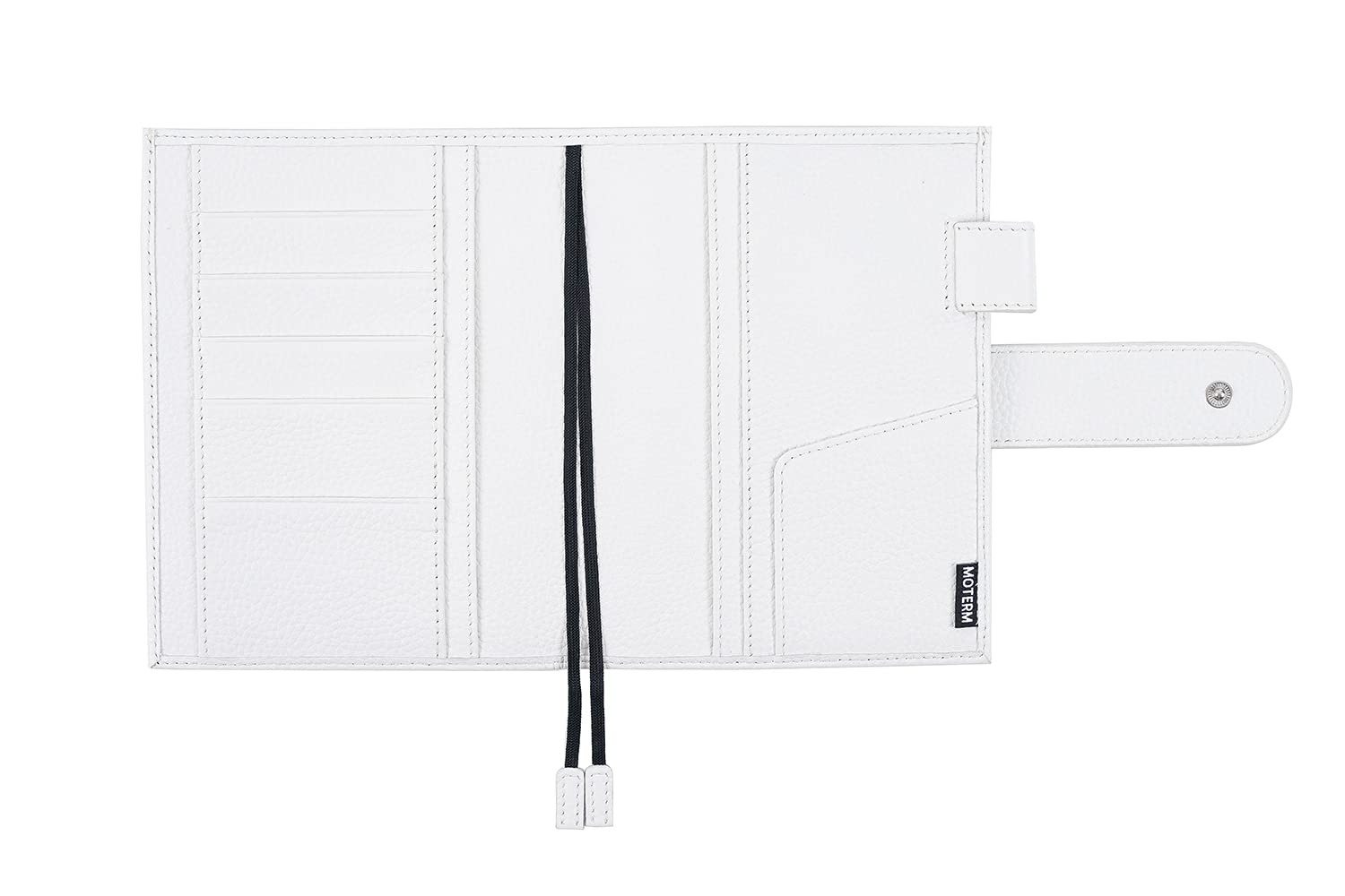 Moterm Custodia in pelle per taccuino A6, compatibile con agenda Hobonichi Cousin, Stalogy e Midori MD, con passante per penna, scomparti per carte e tasca posteriore (Kiesel-Creme)