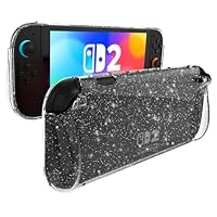 Aircawin Case for Nintendo Switch 2 Case Clear Glitter,Sparkling Bling Cover for Switch 2 Handheld Game Console,Shockpoof Lightwheight Soft TPU for Nintendo Switch 2 Gaming Accessories-Glitter