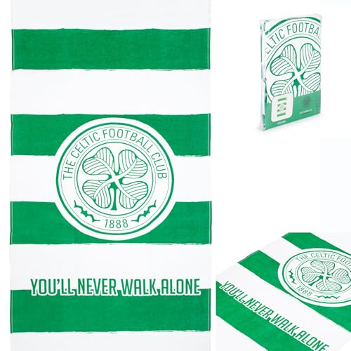 The Gift Scholars Toalla de Playa Celtic - Licencia Oficial 'You'Ll Never Walk Alone' 100% algodón - Grande 140 x 70 cm (55 x 28 Pulgadas) Piscina YNWA