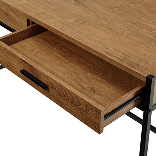 Caffoz-48-Writing-Desk-Study-Computer-Desk-Brown-Mahogany-Laptop-PC-Table-Workstation-with-2-Drawers-for-Home-Office-Storage-Space-Saver