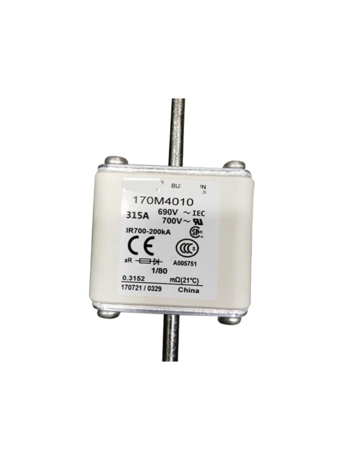 Fusible 170M4010 DC NISZA à limitation de courant rapide pour circuits industriels
