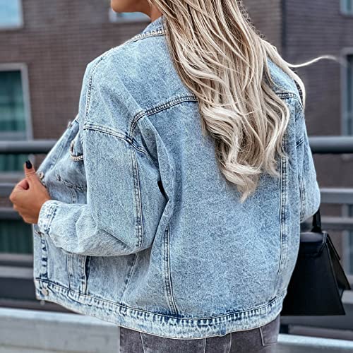 Women's Jean Jacket Rhinestone Tassel Denim Jackets Fashion Diamond Crystal Fringe Button Cropped Trucker Jackets #TOP3