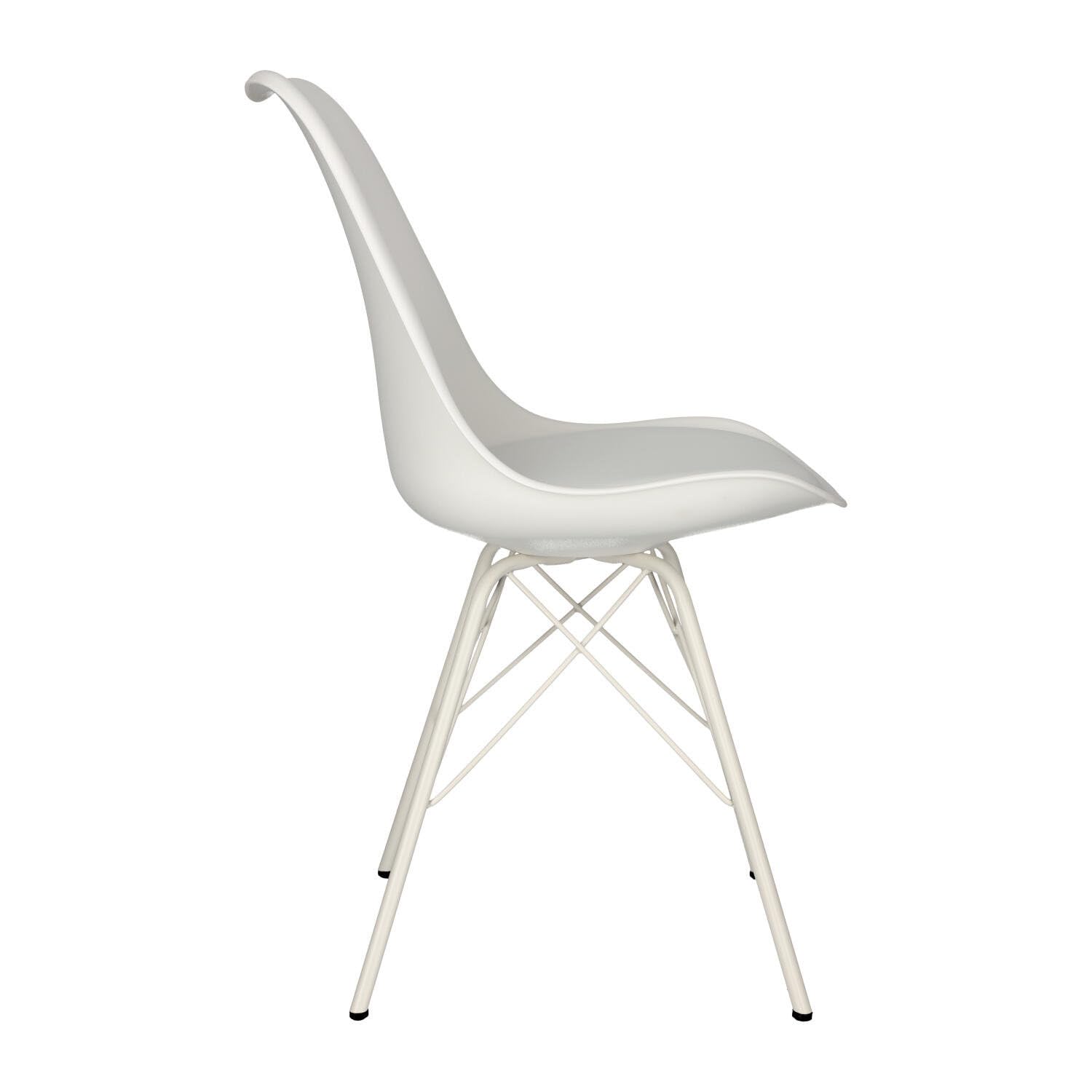 AC Design Furniture Emanuel krzesła do jadalni, zestaw 2 sztuk, szer. 48,5 x wys. : 85,5 x gł. 54 cm, biały/biały, PU/metal, 2 szt