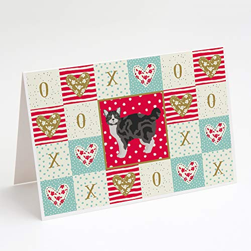 Caroline's Treasures CK5646GCA7P Manx #1 Cat Love Greeting Cards and Envelopes Pack of 8, Red Blank Cards with Envelopes Whimsical A7 Size 5x7 Blank Note Cards