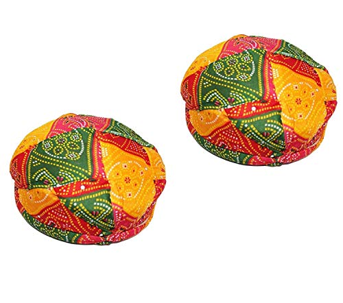 Image of Sage Square Rajasthani Traditional Turban Pagdi Safa for Marriage Mehandi Holi Functions Decoration