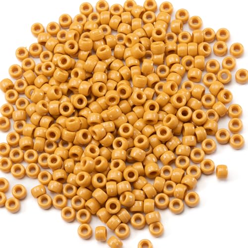 Image of Gxueshan 1000 Pcs Acrylic Bright Yellow Pony Beads 6x9mm Bulk for Bracelet Necklace Jewelry Making Earring Hair Braiding