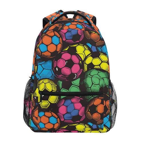 Art Soccer Ball Painting Backpack for School Boys Girls Adults Kids Bookbag Laptop Bag 15L