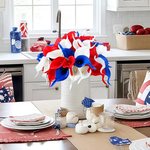 Image of SITUMEIZI 24 Pcs 4th of July Flowers Artificial Calla Lily