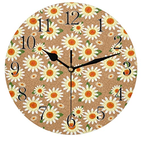 Horloge murale marguerite silencieuse et design fleuri pour chambre