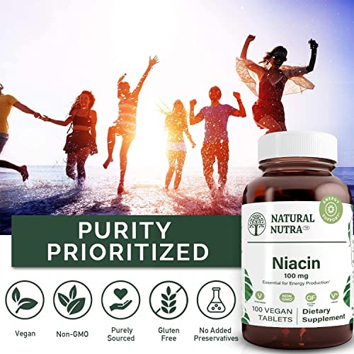 Natural Nutra Niacin As Nicotinic Acid (Vitamin B3) Supplement For Boost Energy, Improves Digestion, Brain Function, Non-Gmo, Gluten-Free, 100 Mg, 100 Tablets (Pack Of 2) #TOP3