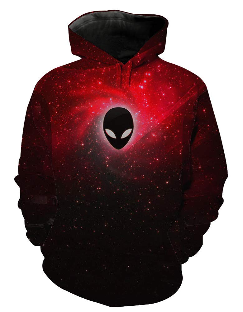 GLUDEARMen's Novelty 3D Print Pullover Hoodie Hooded Sweatshirt - red - XXL
