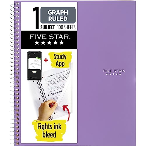 Five Star Spiral Notebook + Study App, 1 Subject, Graph