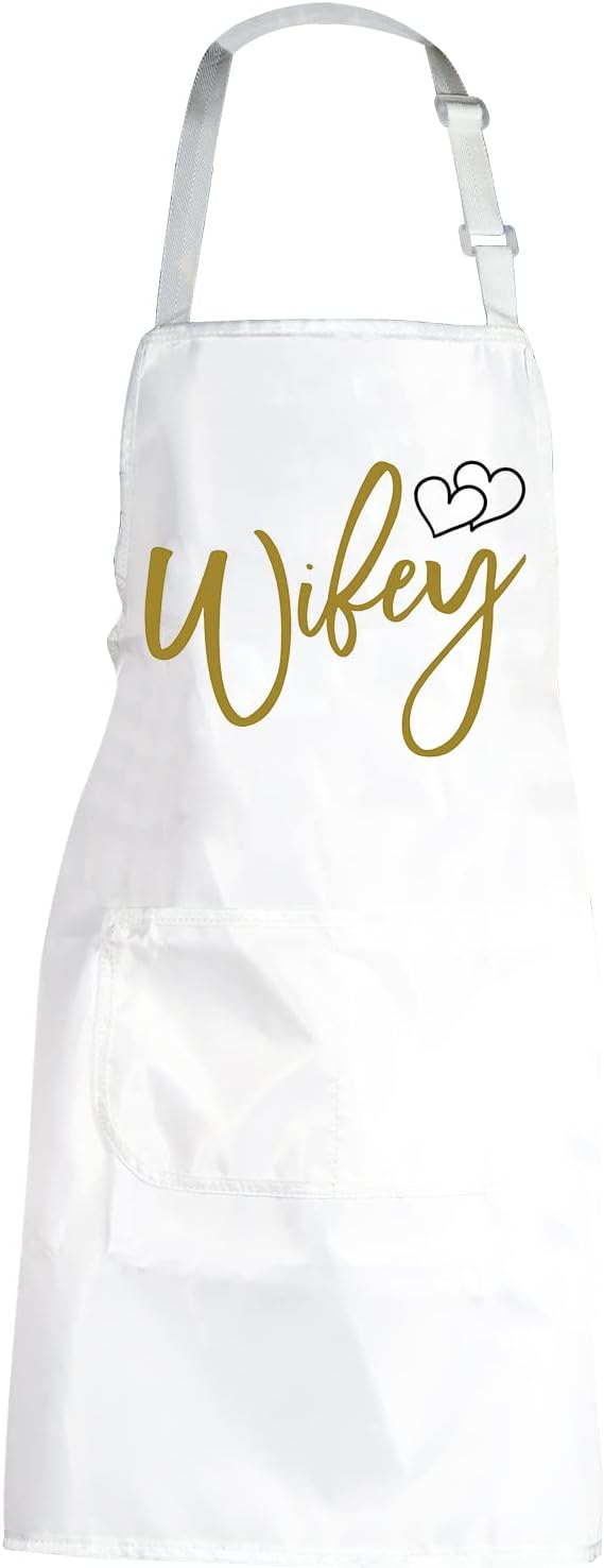 POFULL Wifey Apron Kitchen Bridal Shower Gift Wedding Gift Wifey Kitchen Gift
