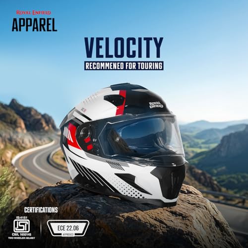 Image of Royal Enfield Velocity Full face Helmet| ISI & ECE 22.06 Certified | ABS Shell & EPS Liner | Pinlock Ready Anti-Scratch Visor | Sun Visor | Rear Spoiler | Polygiene Washable Liner | Multi Air Vents