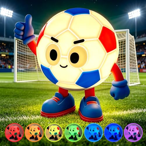 Image of S NMT Silicone Soccer Night Light, RGB Color Changing Rechargeable Nightlight, Timing 2 Level Brightness Sleeping Table Decoration Bedside Lamp with Touch Control