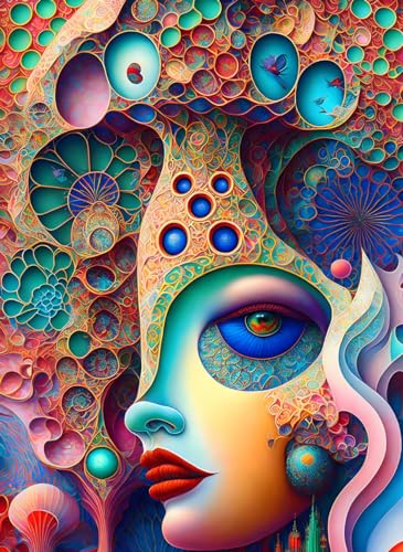 Affiche sur toile 58x90cm SERENDIPITP avec peinture de plante moderne et visage abstrait sans cadre