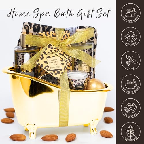 Image of Spa Kit Gifts Basket for Women, Honey & Almond Bath & Body Gift Basket, Body Skin Care Set, Self Care Pampering Kit, Travel Multi Cosmetic Bag, Home Spa, Birthday, Mother Day, Bridal Shower