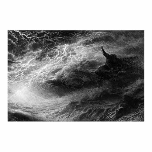 Poster noir et blanc tempête électrique grand format 70x100cm pour tableau chambre