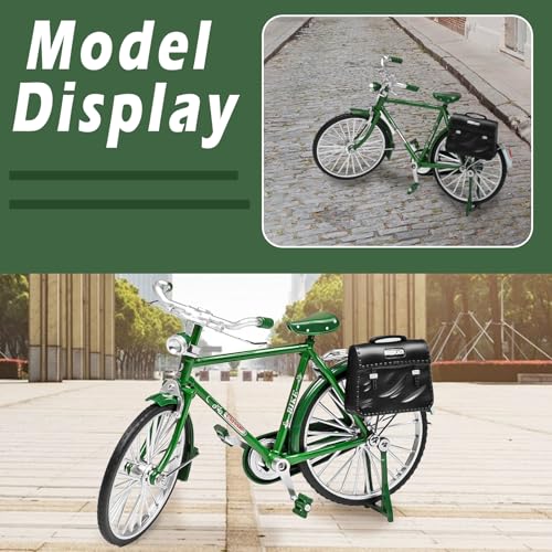 Kikuo DIY Retro Fahrrad Modell Spielzeug 2 Sets, 51 Pcs DIY Fahrraddekoration Modell mit Inflator & Aktentasche, 1:10 Miniatur Bicycle Model Scale Legierung für Kinder Home Office Geschenke Dekor