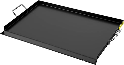 VEVOR Plancha de acero al carbono, placa superior plana, plancha para barbacoaparrilla de gas con 2 asas, parrilla rectangular superior plana con