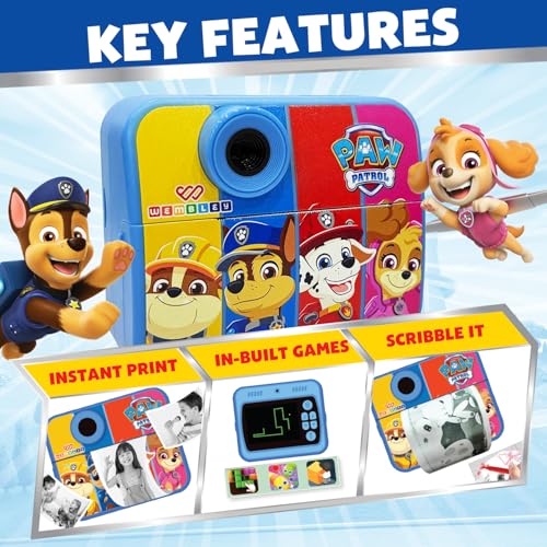 Image of Wembley DIY Instant Print Digital Camera for Kids 3+| Includes Print Rolls, 4GB SD Card & Strap| Fun Birthday Gift for Boys & Girls (Paw Patrol Theme)