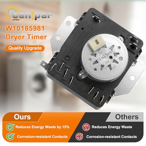 Image of WGD4800XQ1 WGD4815EW2 MGDC215EW2 MGDC300BW1 WGD4800XQ4 WGD4800BQ2 WPW10185981 W10185981 Dryer Timer Fit for Whirlpool Kenmore Maytag 115VAC 60Hz Replace 418-095-20-B5 by Cenipar