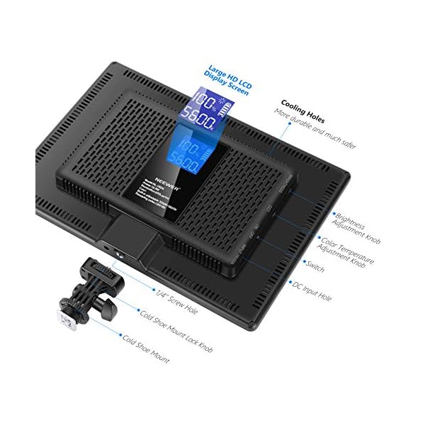 NEEWER LED Videolichtsset mit 70-Zoll Stativ 2er-Pack 384 weiches LED Videolicht, integrierter Lithiumbatterie 3200K… – Bild 8