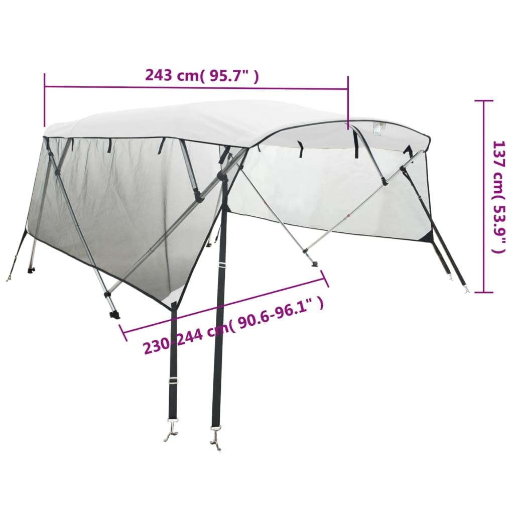 vidaXL Toit Bimini à 4 arceaux parois en Maille 243x(230-244) x137 cm