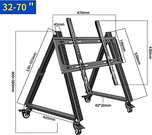 Soporte rodante para TV, base baja con ruedas para pantallas 32-70" miniatura 2