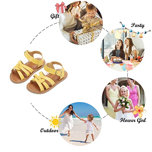 Image of Felix & Flora Toddler Girl Sandals - Little Girl Easter Dress Shoes Lightweight Open Toe Beach Holiday Flats
