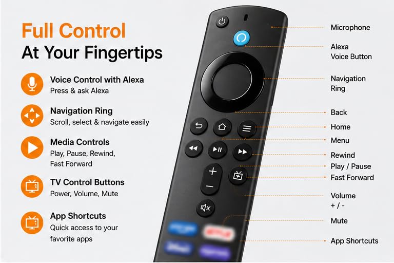 Image of Remote Compatible with Amazonn Alexa Voice Fire Stick Tv Stick 3rd Generation (for Stick)