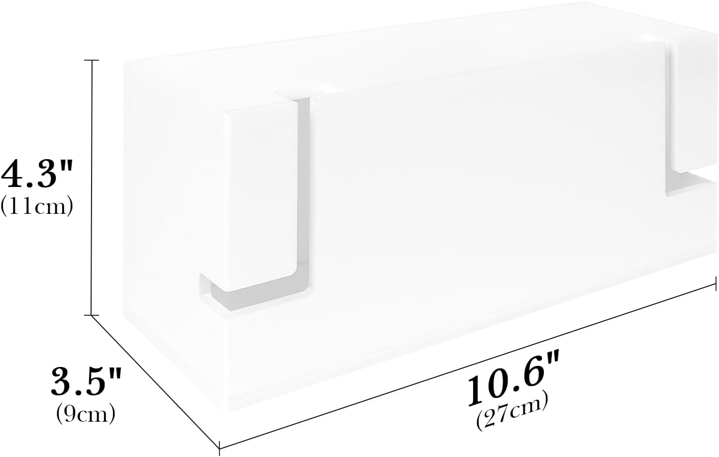 Linkidea Acrylic Bathroom Cord Storage Box, Compatible with Electric Toothbrush and Razor, Waterproof Power Cable Management Holder, Countertop Wire Organizer Container (White) 10.6" x 3.5" x 4.3"