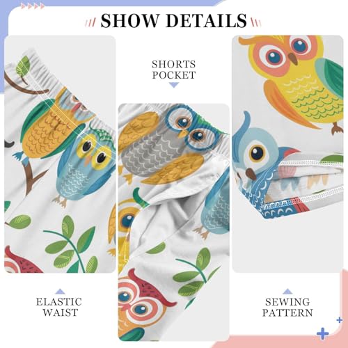 Owl Spring Leaf Boys Long Pants Soft Trousers Elastic Waist Kids Lounge Bottoms with Pockets S-XL4