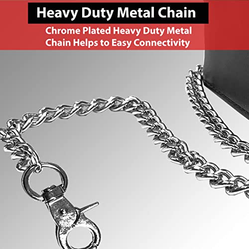 Ibro Motorcycle Chain Wallet For Men – 100% Natural Genuine Leather, Long Trifold Rfid Blocking, Credit Card Money Organizer - Men’s Trucker Biker Metal Chain Wallets Black #TOP4