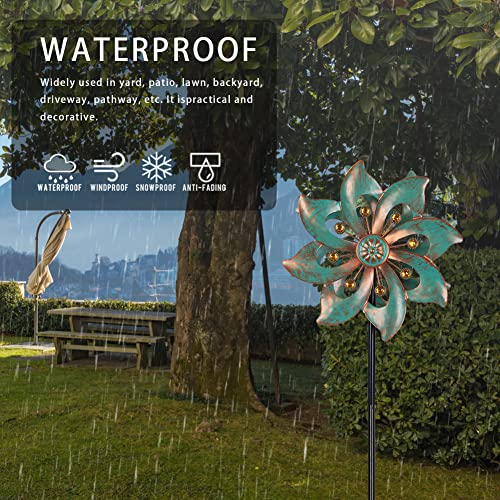 VEWOGARDEN Garden Decor Wind Spinners, Small Waterproof Metal Pinwheels Wind Spinner for Yard and Garden 37 * 10inches (Double Blade) - Thumbnail 4