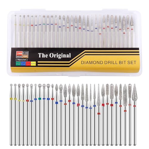Ensemble de 30 Embouts de Ponceuse Professionnelle pour Ongles - Diamant et Acier Inoxydable pour Manucure, Retrait de Cuticules et Application de Gel...