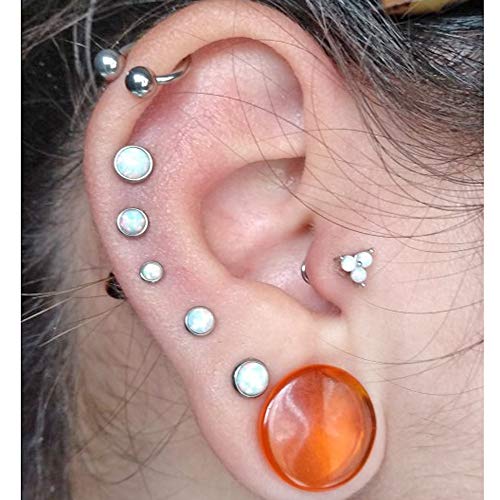 Titanium&Steel Menage A Trois Internal Threaded Opal Zircon Labret Stud Ear Tragus Cartilage Earring Piercing Jewelry (5Pcs ,Tanzanite Zircon,Titanium Shaft,Ga:16G,Shaft Length:8Mm,Top Size:4.8Mm) #TOP5
